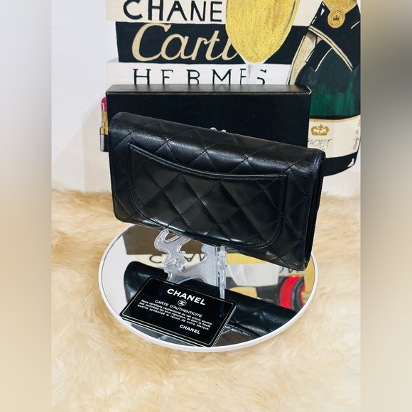 πCHANEL LAMBSKIN MATELASSE Trifold Long Wallet Authenticity Card Full Inclusion - Picture 8 of 17